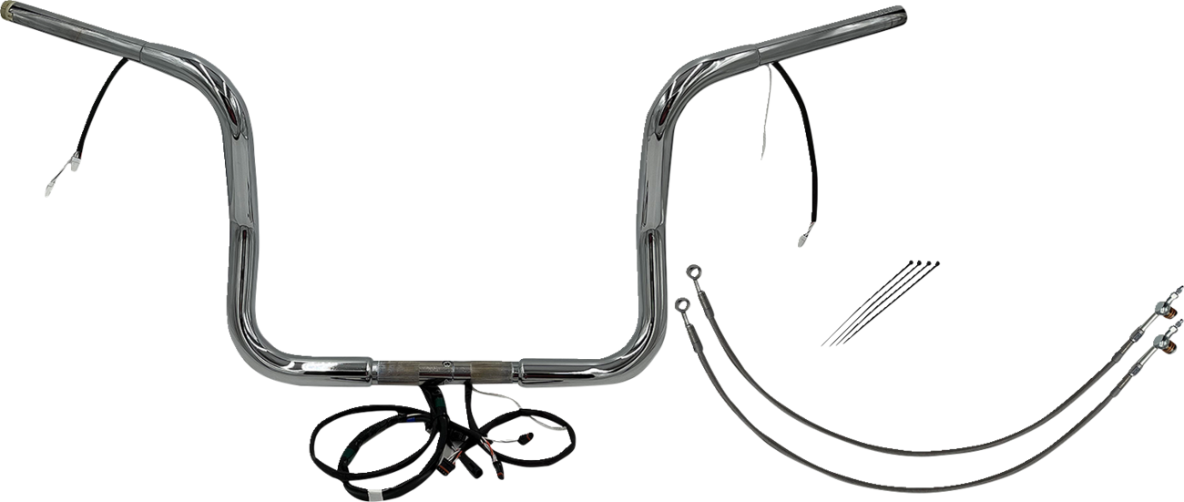 EZ Install Wired 1-1/4" Round Top Handlebar Kit - 16" - Chrome