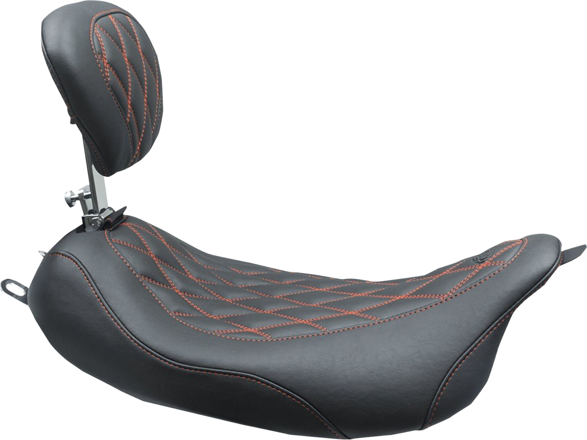 Wide Tripper™ Solo Seat - w/ Drivers Backrest - Black w/ Gun Metal Stitching