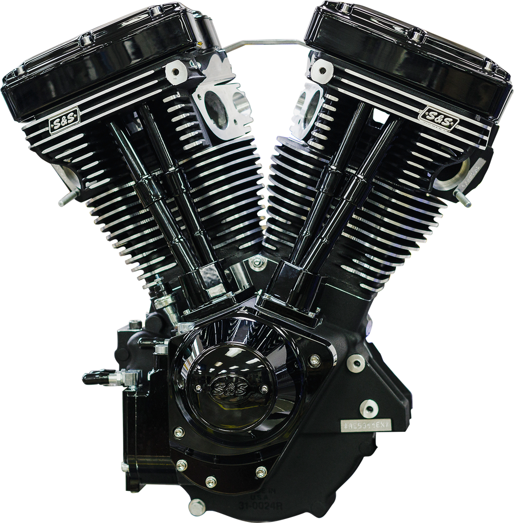 V124 Long Block Engine - Chrome/Wrinkle Black - Big Twin | Custom Chasis w/Alternator-Style Primary