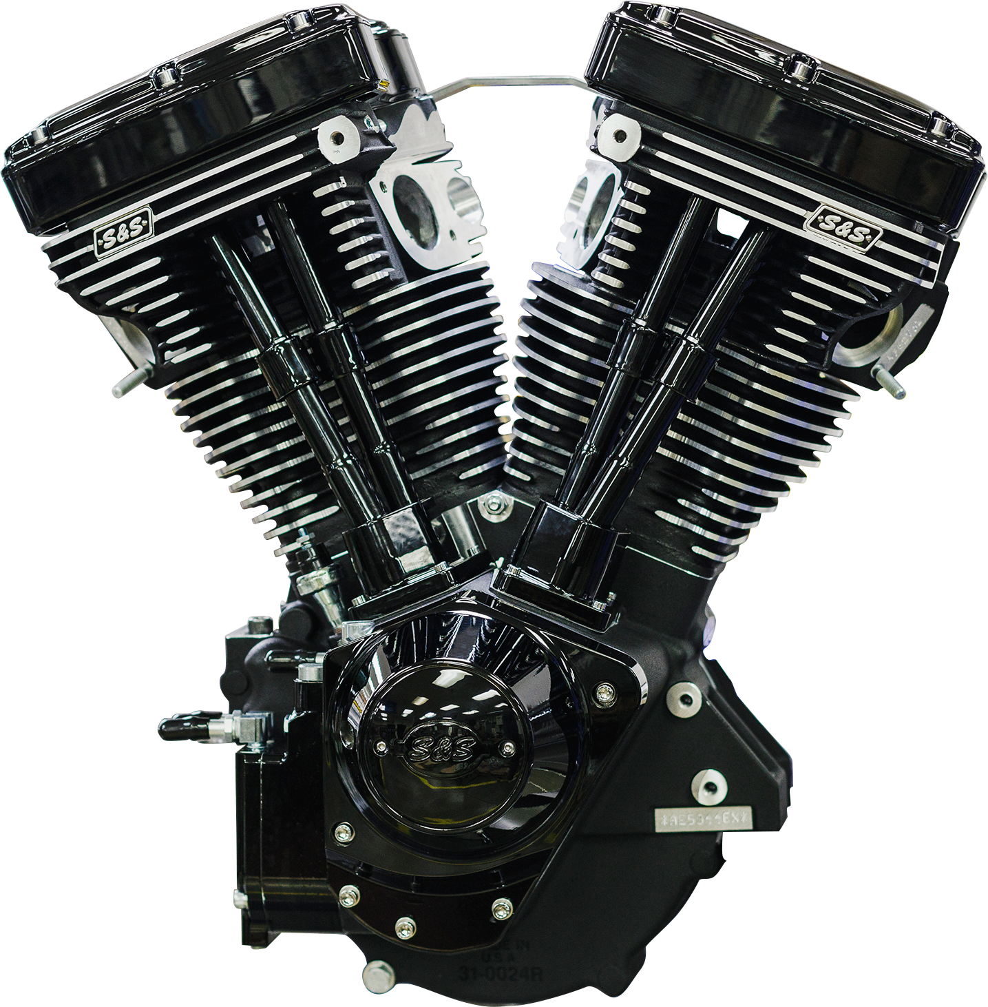 V124 Long Block Engine - Chrome/Wrinkle Black - Big Twin | Custom Chasis w/Alternator-Style Primary