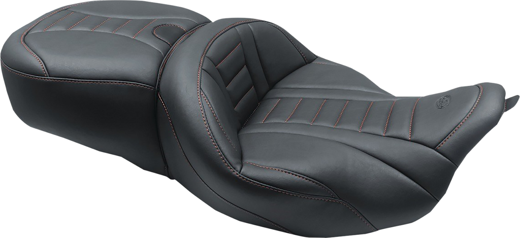 One-Piece Deluxe Touring Seat - Black w/ Gun Metal Stitching