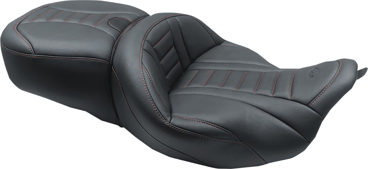 One-Piece Deluxe Touring Seat - Black w/ Gun Metal Stitching