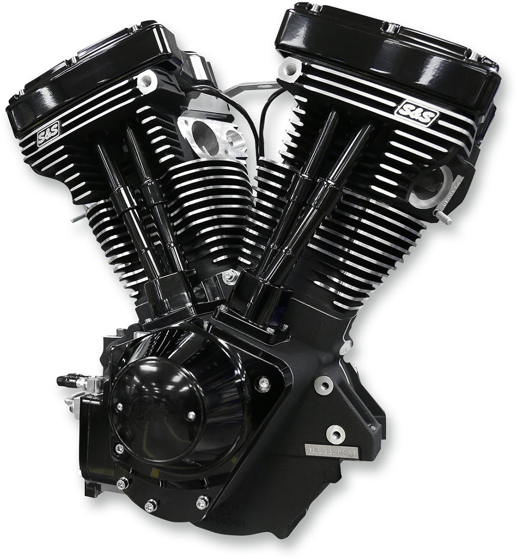 V111 Long-Block Engine - Wrinkle Black - '84-'99 Custom Chasis w/Alternator Style Primary