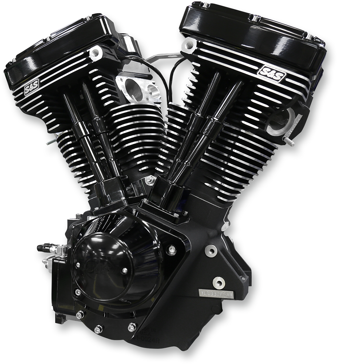 V111 Long-Block Engine - Wrinkle Black - '84-'99 Custom Chasis w/Alternator Style Primary