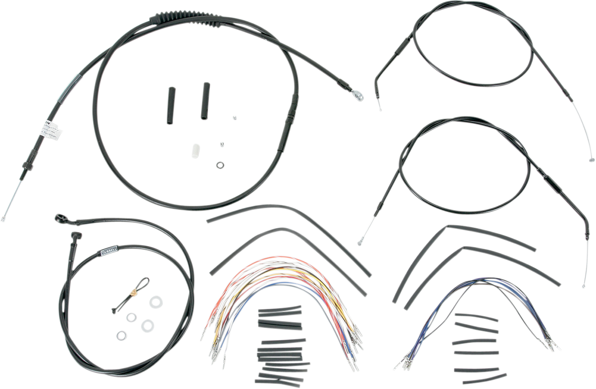 Complete Black Vinyl Handlebar Cable/Line Kit for Ape Hangers - 16" - '96-'03 Sportster