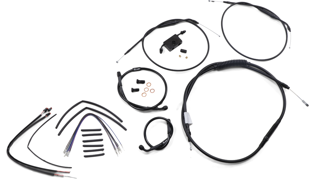 Extended Handlebar Cable and Brake Line Kit for Sportsters with ABS - 14" Ape Hanger Handlebars
