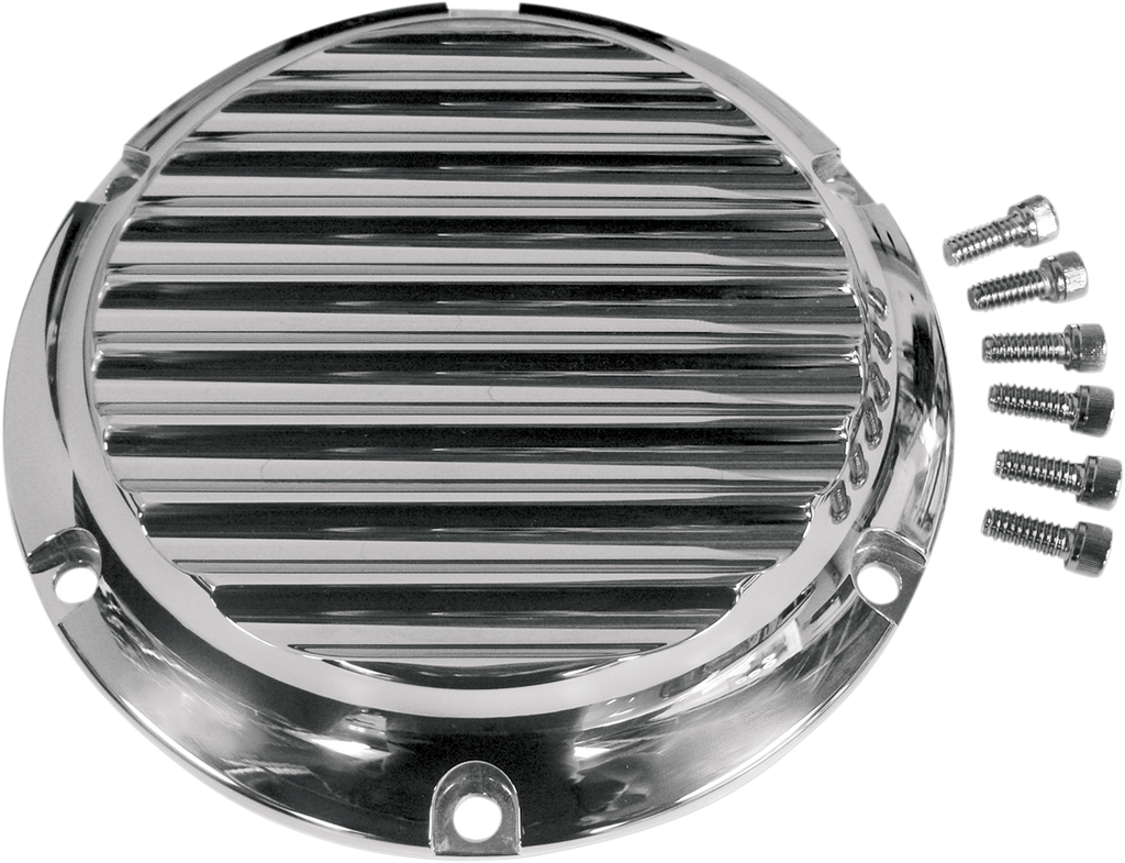 Derby Cover - Black/Silver - Finned - '04-'22 XL