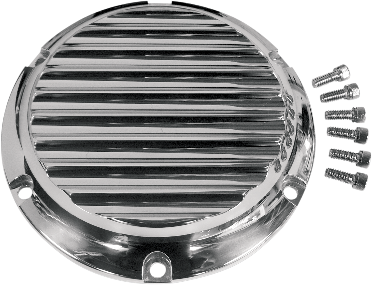 Derby Cover - Black/Silver - Finned - '04-'22 XL