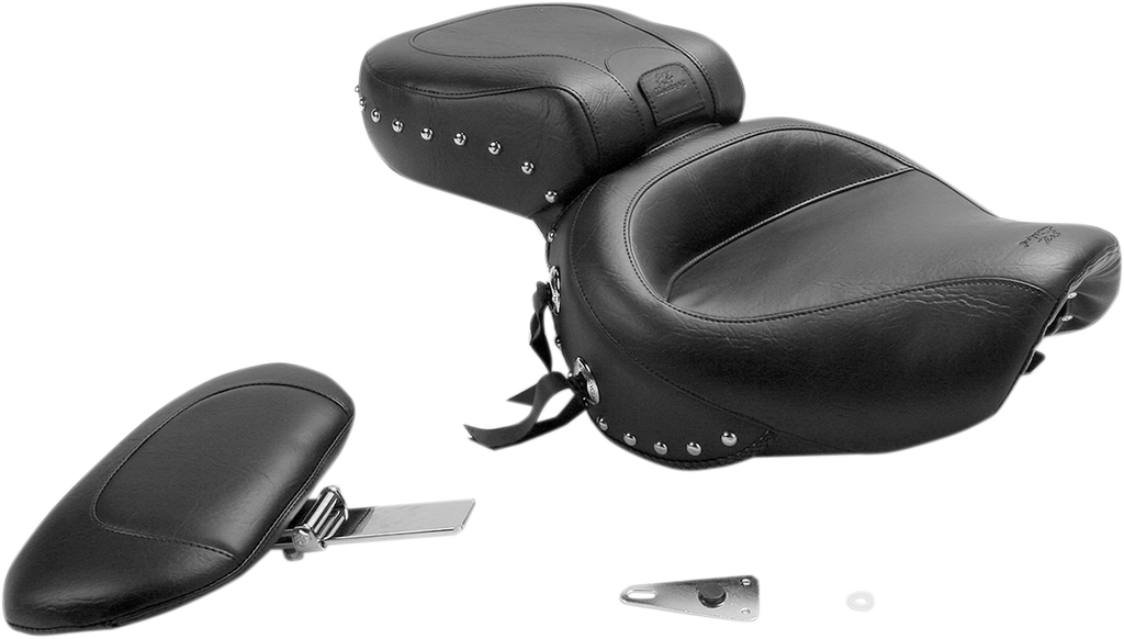 Seat - Wide - Touring - Without Backrest - Two-Piece - Chrome Studded - Black w/Conchos - XV650