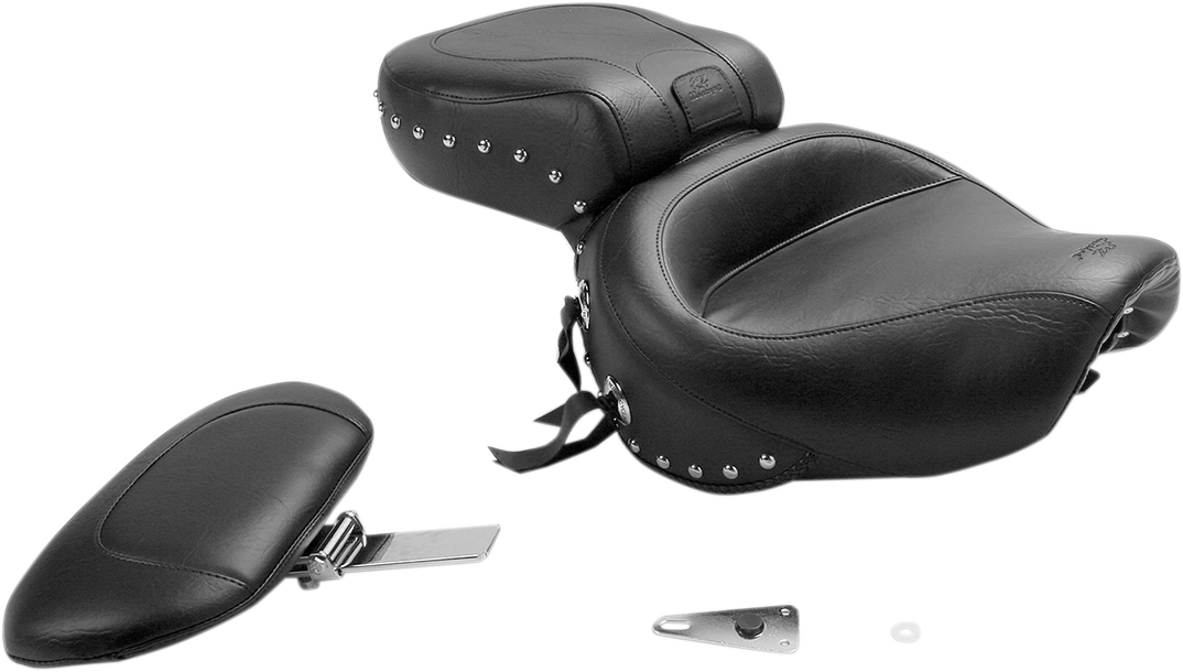 Seat - Wide - Touring - Without Backrest - One-Piece - Chrome Studded - Black w/Conchos - VN900
