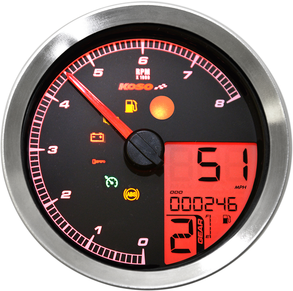 Multi-Function Speedometer/Tachometer - HD-04 - Black