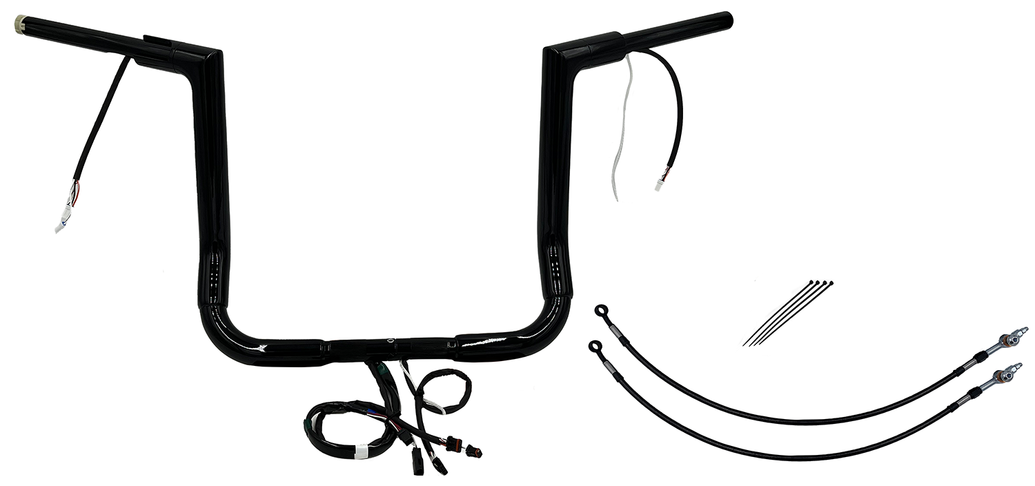 EZ Install Wired 1-1/2" Flat Top Handlebar Kit - 16" - Black