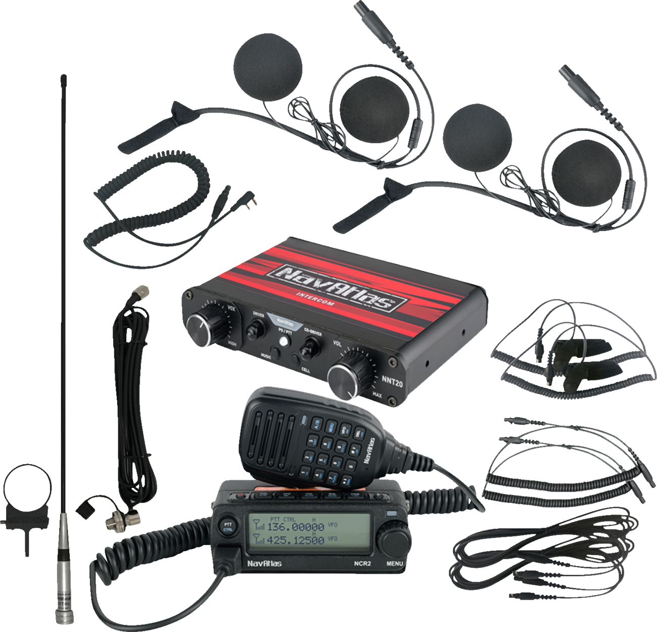 Intercom/Radio and In-Helmet Headset Kit - 2-Seat - Black