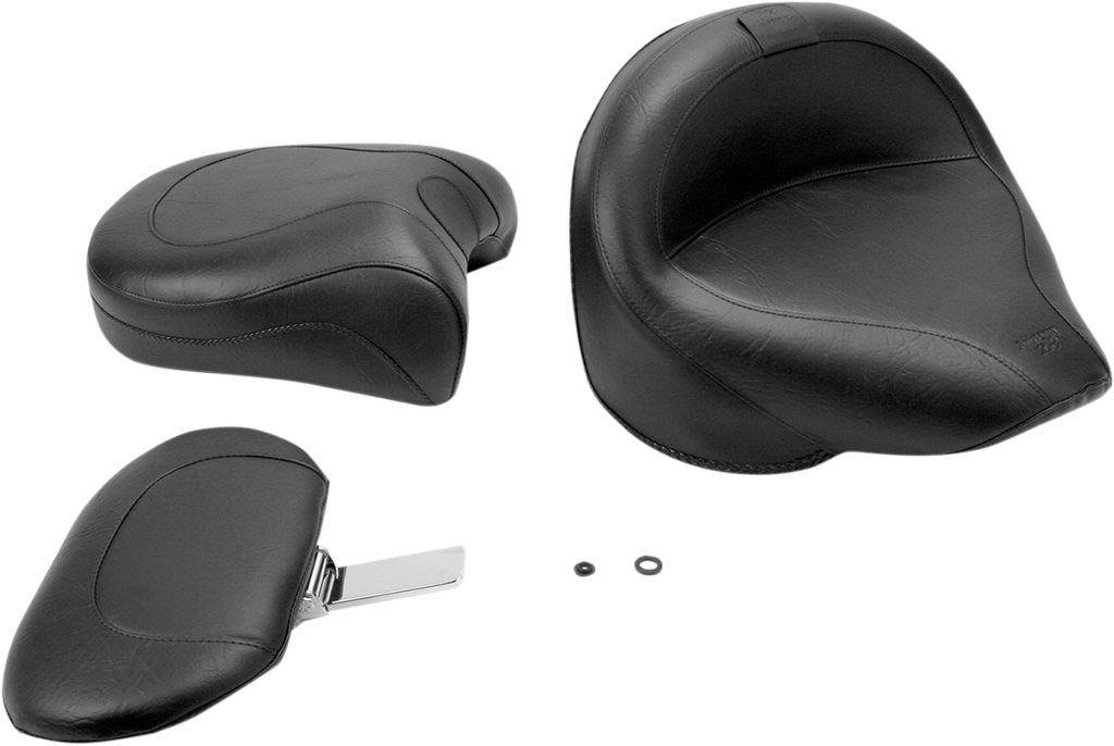 Seat - Vintage - Wide - Touring - With Driver Backrest - Two-Piece - Smooth - Black - XVS