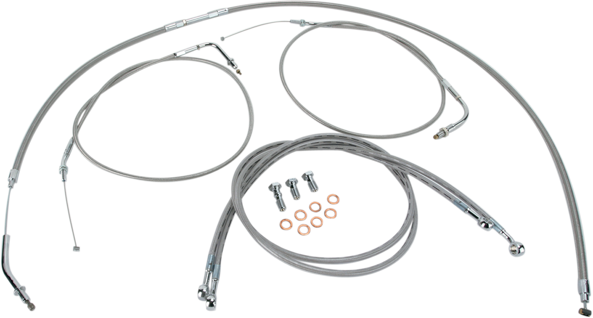 Stainless Handlebar Cable/Line Kit - 15"-17" - Roadliner
