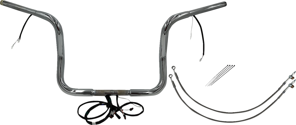 EZ Install Wired 1-1/4" Round Top Handlebar Kit - 16" - Chrome