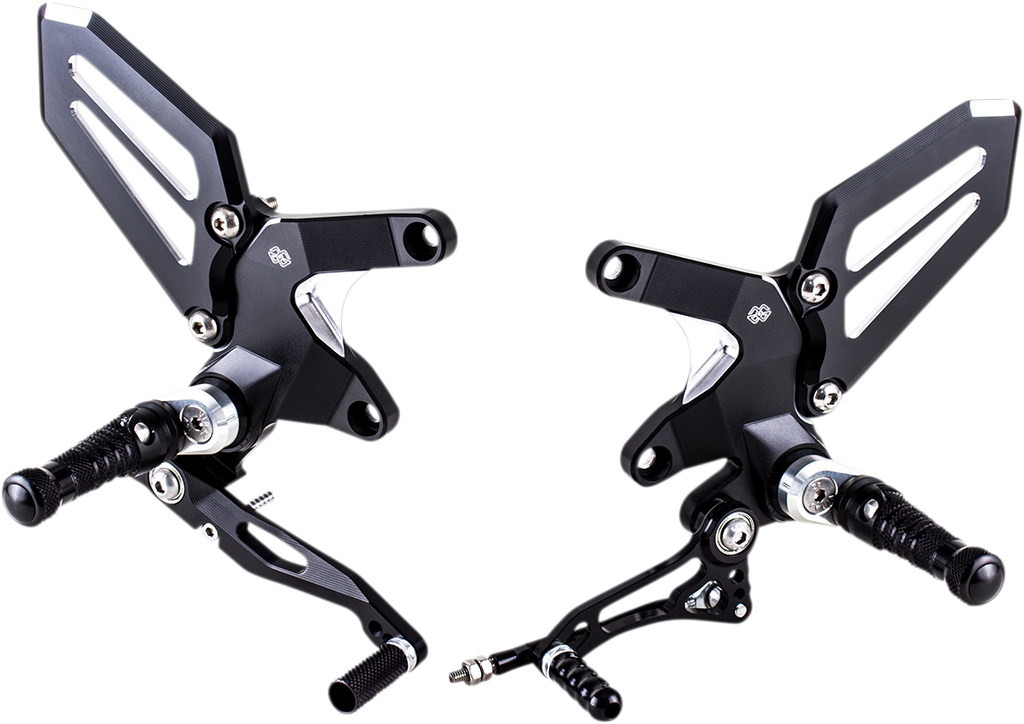 Adjustable Rearset - Black/Silver - BMW