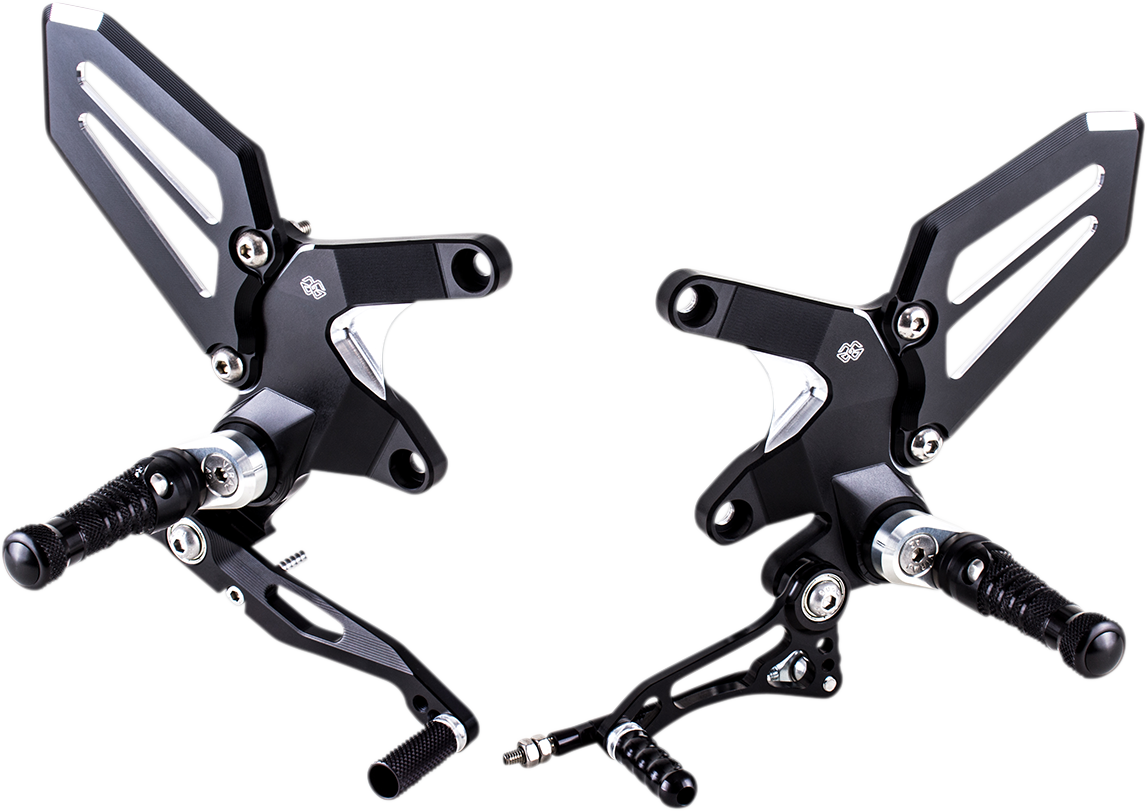 Adjustable Rearset - Black/Silver - BMW