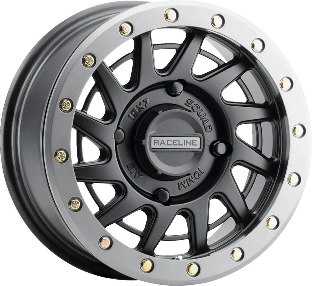 Wheel - Squad - Front/Rear - Black/with Gun Metal Gray Ring - 15x7 - 4/137 - 5+2 (+10 mm)