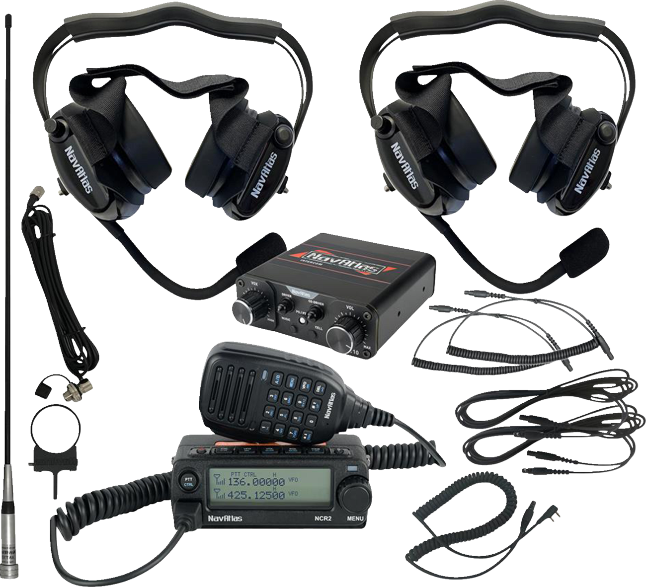 Intercom/Radio and Headset Kit - 2-Seat - Black