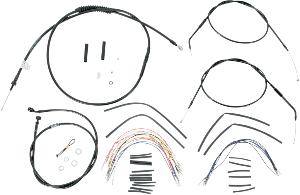 Complete Black Vinyl Handlebar Cable/Line Kit for Ape Hangers - 14" - ABS - '15-'16 FLTR