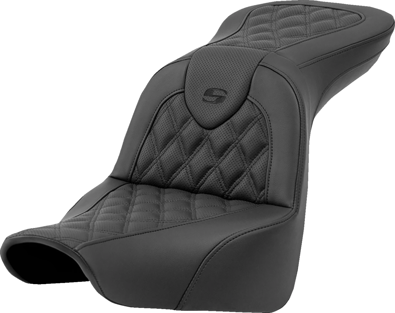 Roadsofa™ Seat - Lattice Stitch - Orange Stitch - without Backrest - FLH/FLT '08-'23