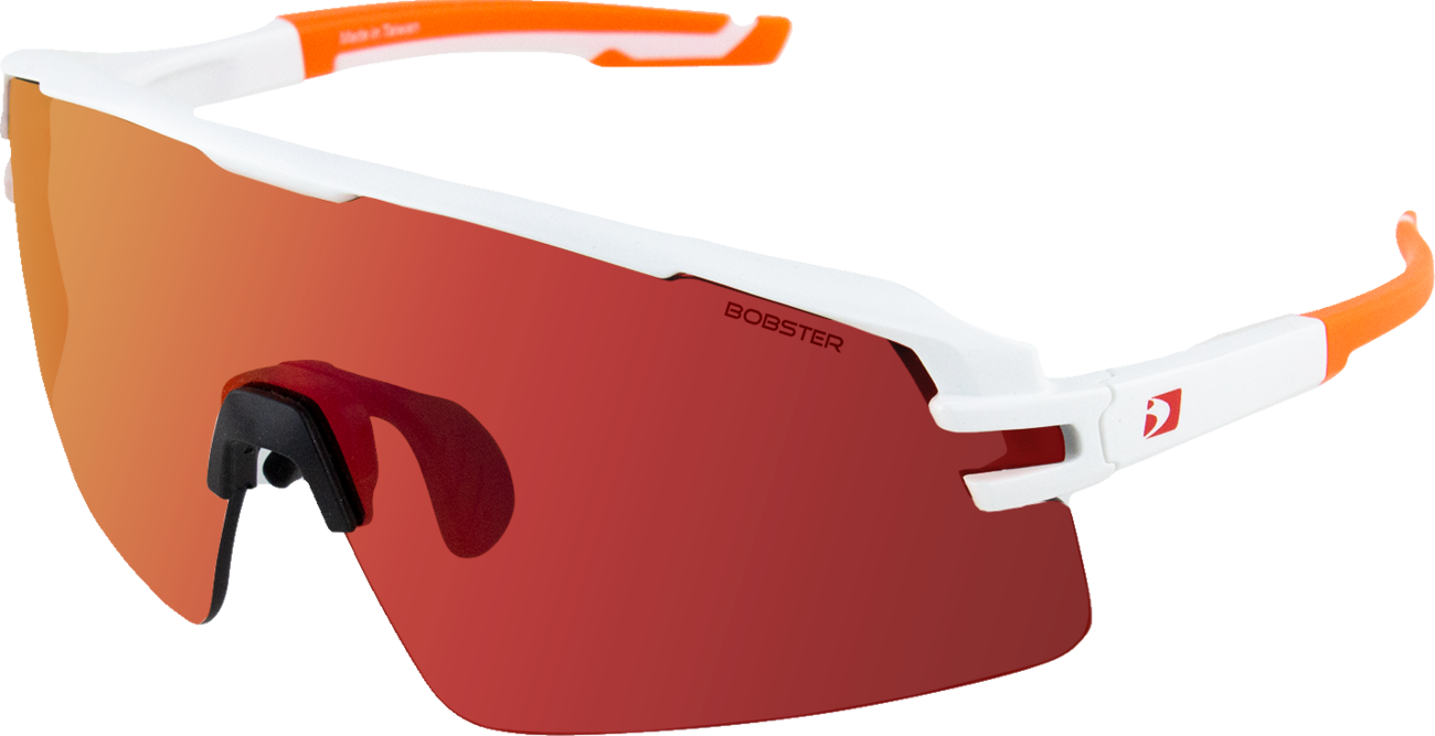 Flash Sunglasses - Matte White/Orange - Smoke Black Red Revo Lens