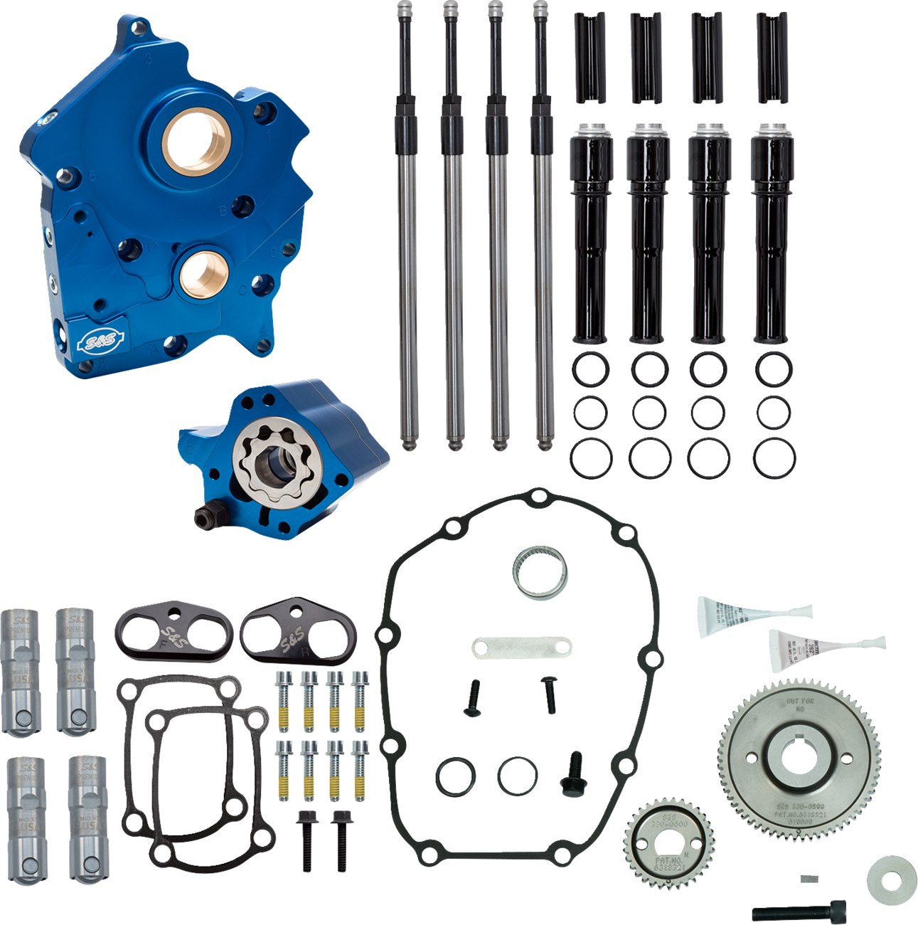 Cam Chest Kit without Cams - Gear Drive - Water Cooled - Chrome Pushrods - M8