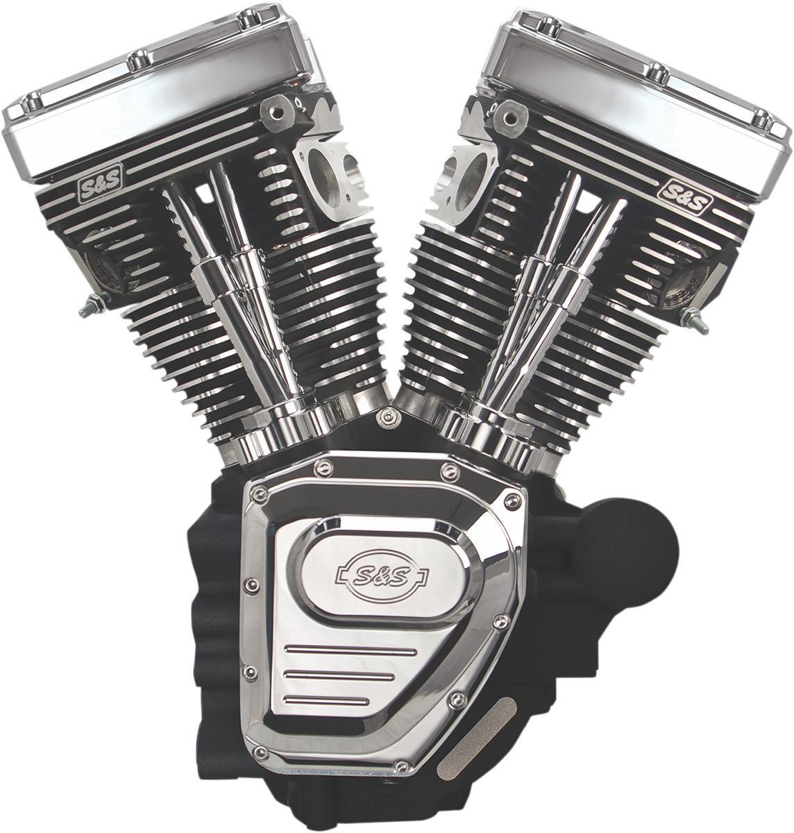 T111 Long Block Engine - Wrinkle Black and Chrome - Touring