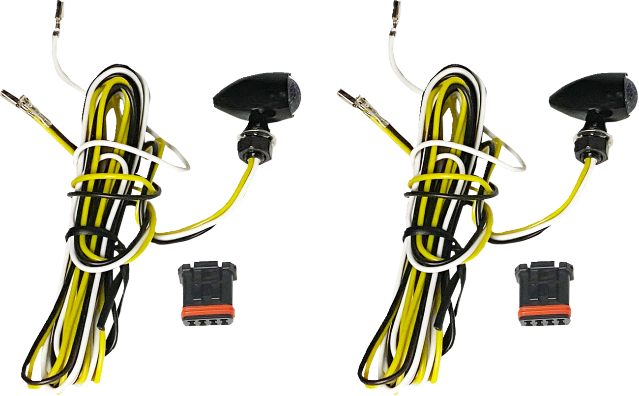 Micro Bullet Turn Signals - LED - Amber/White - Black
