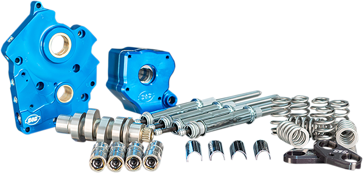 Cam Chest Kit with Plate - Chain Drive - Water Cooled - 465 Cam - Black Pushrods - M8
