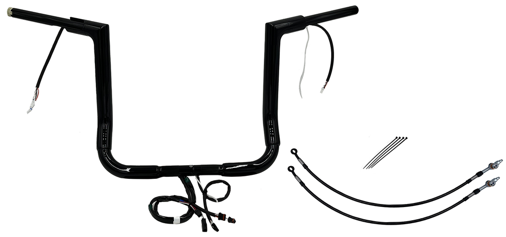 EZ Install Wired 1-1/2" Flat Top Handlebar Kit - 14" - Black