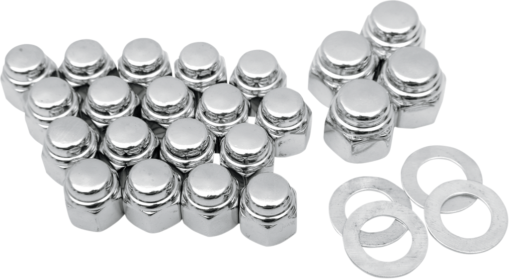 Cap Nuts with Washers - Rocker Box - Hex - '66-'84 Big Twin