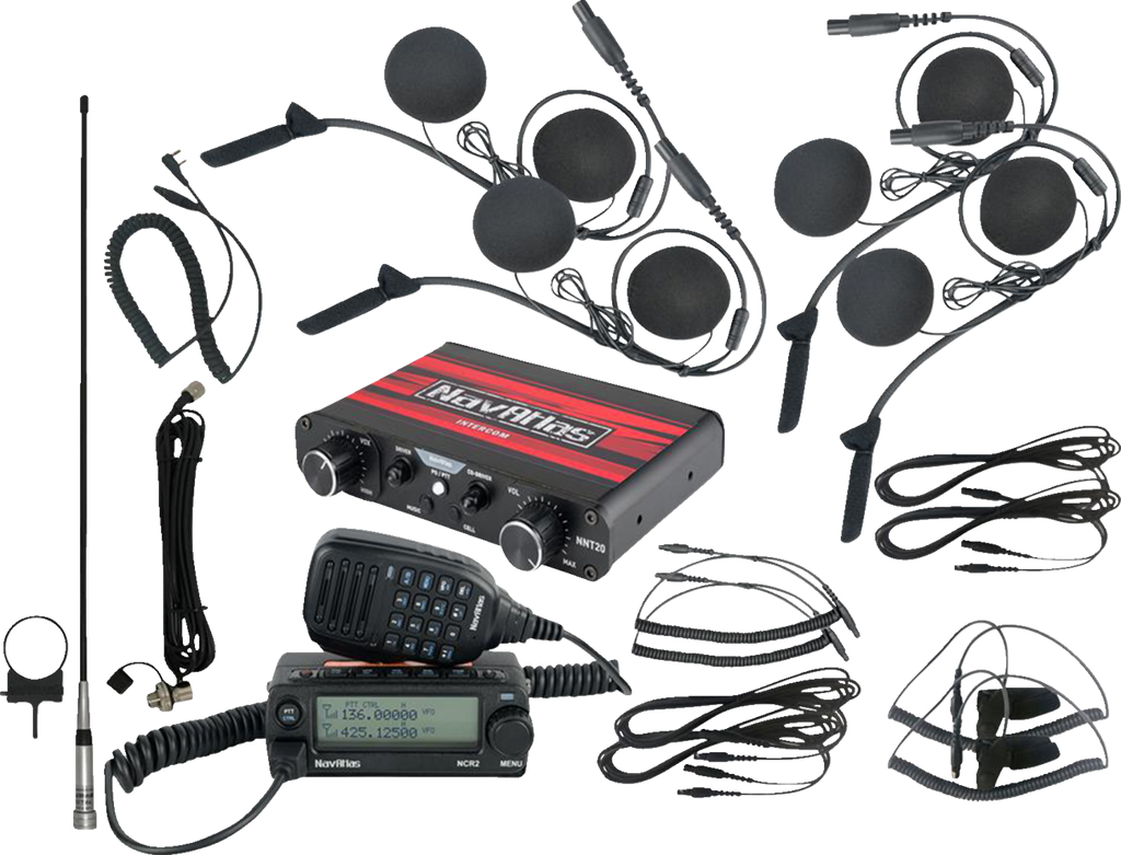 Intercom/Radio and In-Helmet Headset Kit - 4-Seat - Black