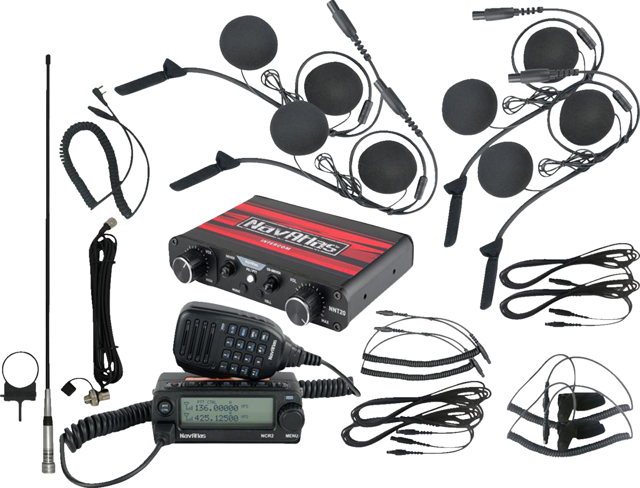 Intercom/Radio and In-Helmet Headset Kit - 4-Seat - Black