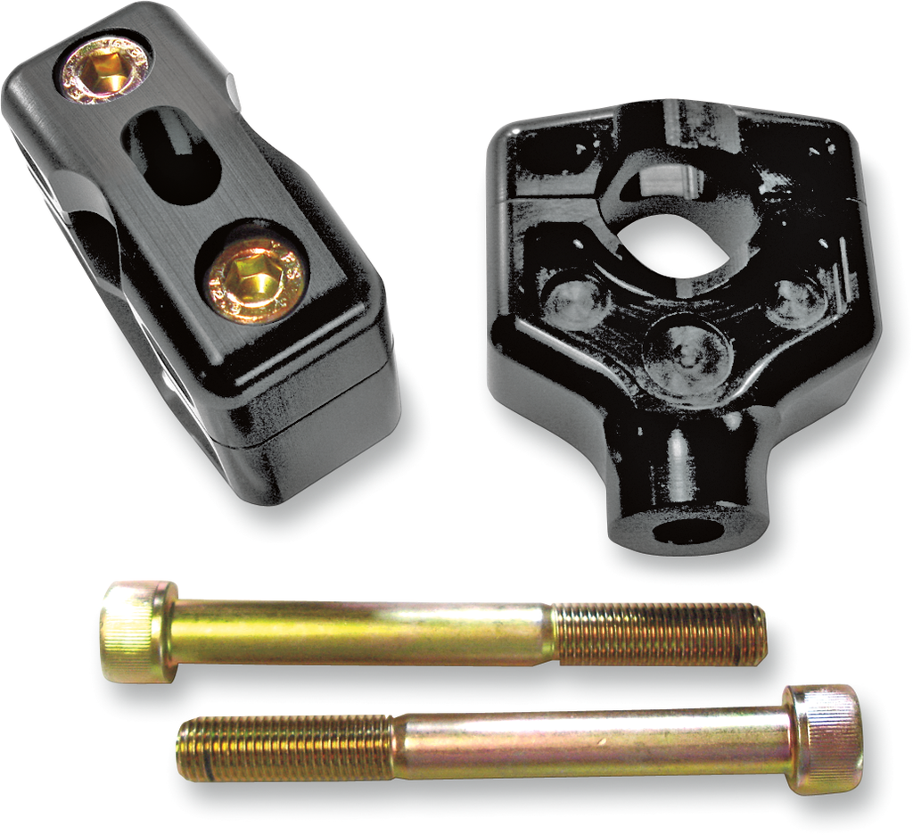 Dual Handlebar Riser Clamp Assembly - 4" - Harley Davidson - Black