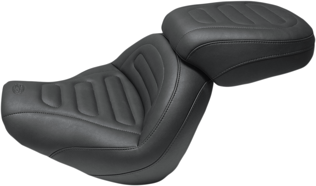 Max Profile Solo Touring Seat - without Driver Backrest - Black - Trapezoid Stitch - FXFB/FXFBS