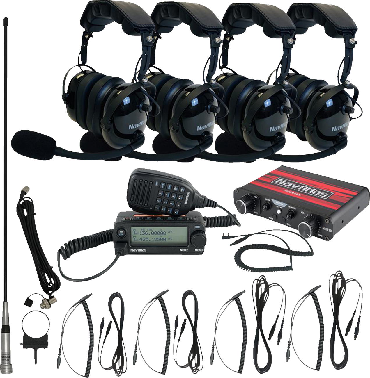 Intercom/Radio and Headset Kit - 4-Seat - Black