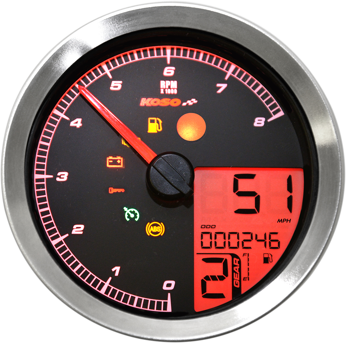 Multi-Function Speedometer/Tachometer - HD-04 - Black