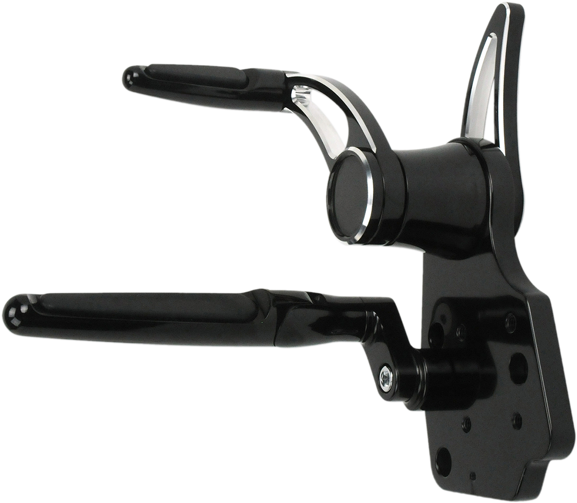 Forward Control - 18+ Softail - Black Anodized - Standard - Folding Rubber Inlay Pegs - Slotted Levr