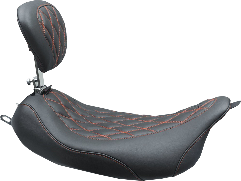 Wide Tripper™ Solo Seat - w/ Drivers Backrest - Black w/ American Beauty Red Stitching