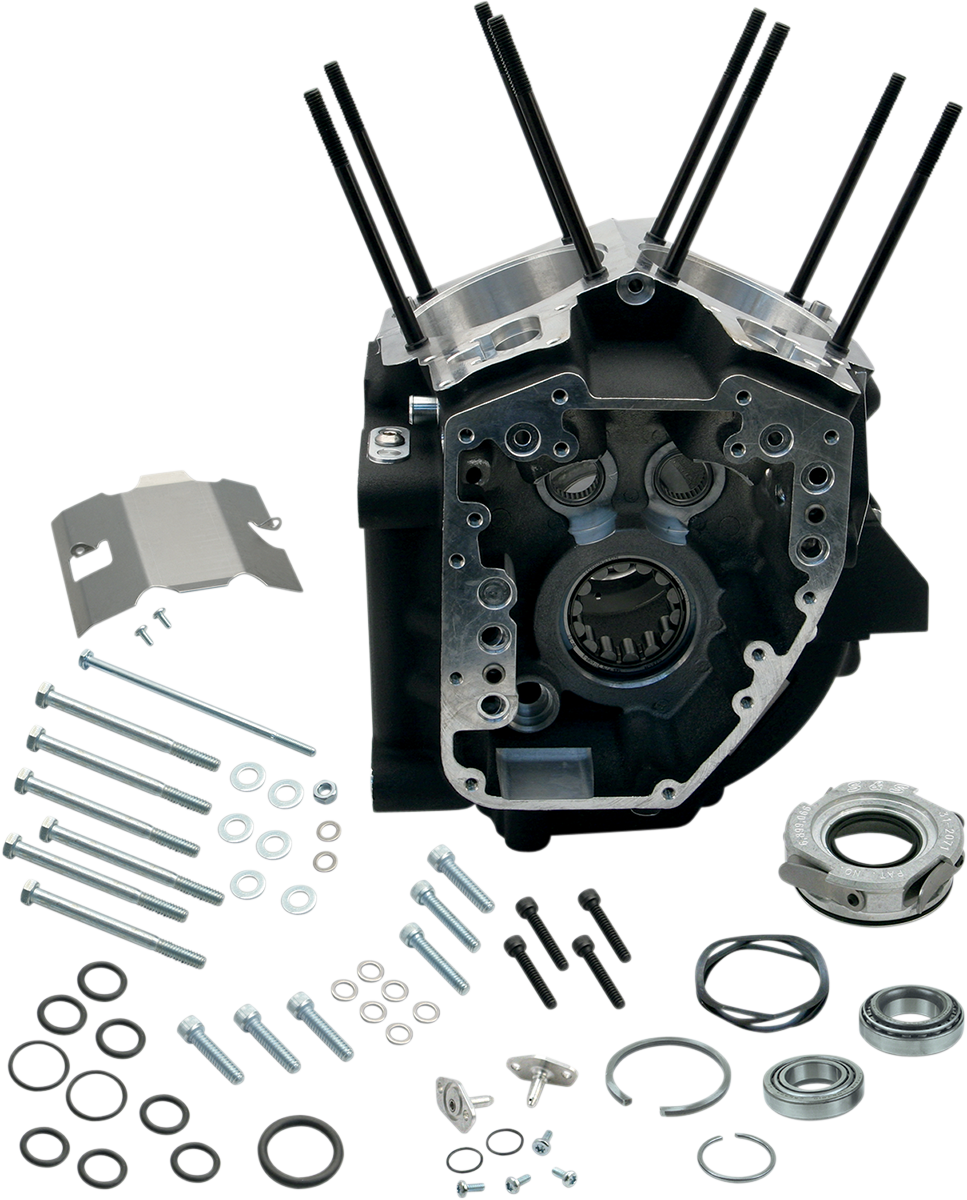 Engine Case - 3.750" Bore w/Stock Stud Pattern - 88A Engine Type - Wrinkle Black -Twin Cam