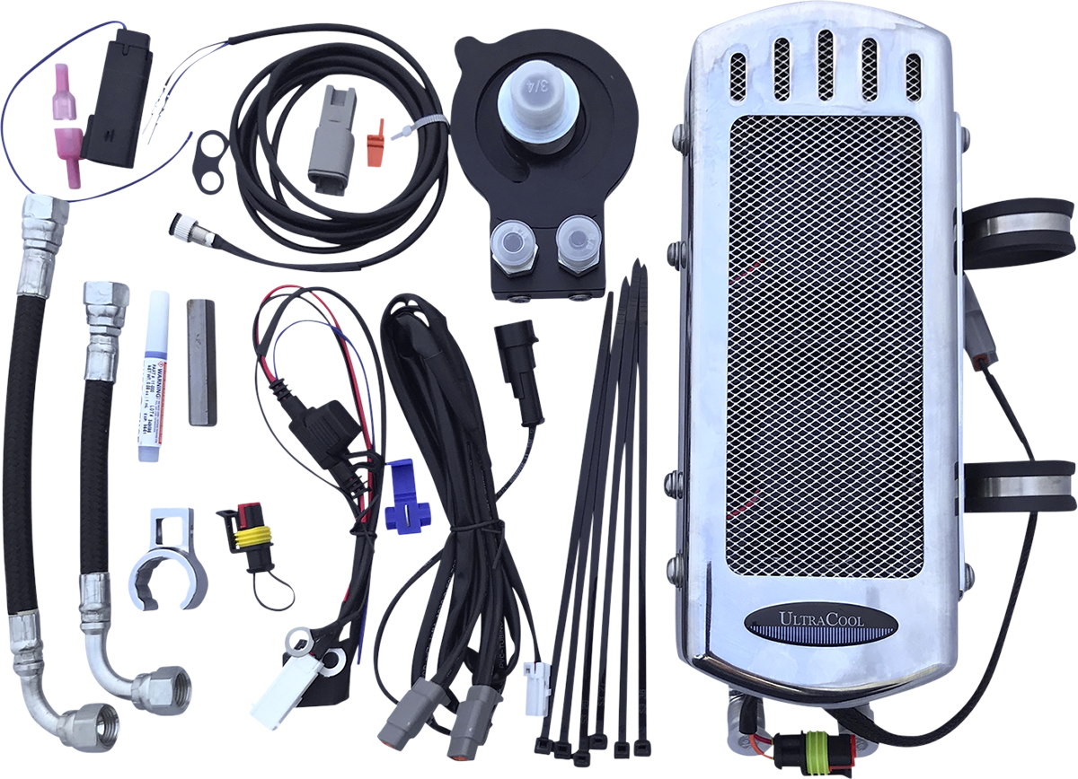 Side Mount Oil Cooler Kit - Chrome - M8 Softail