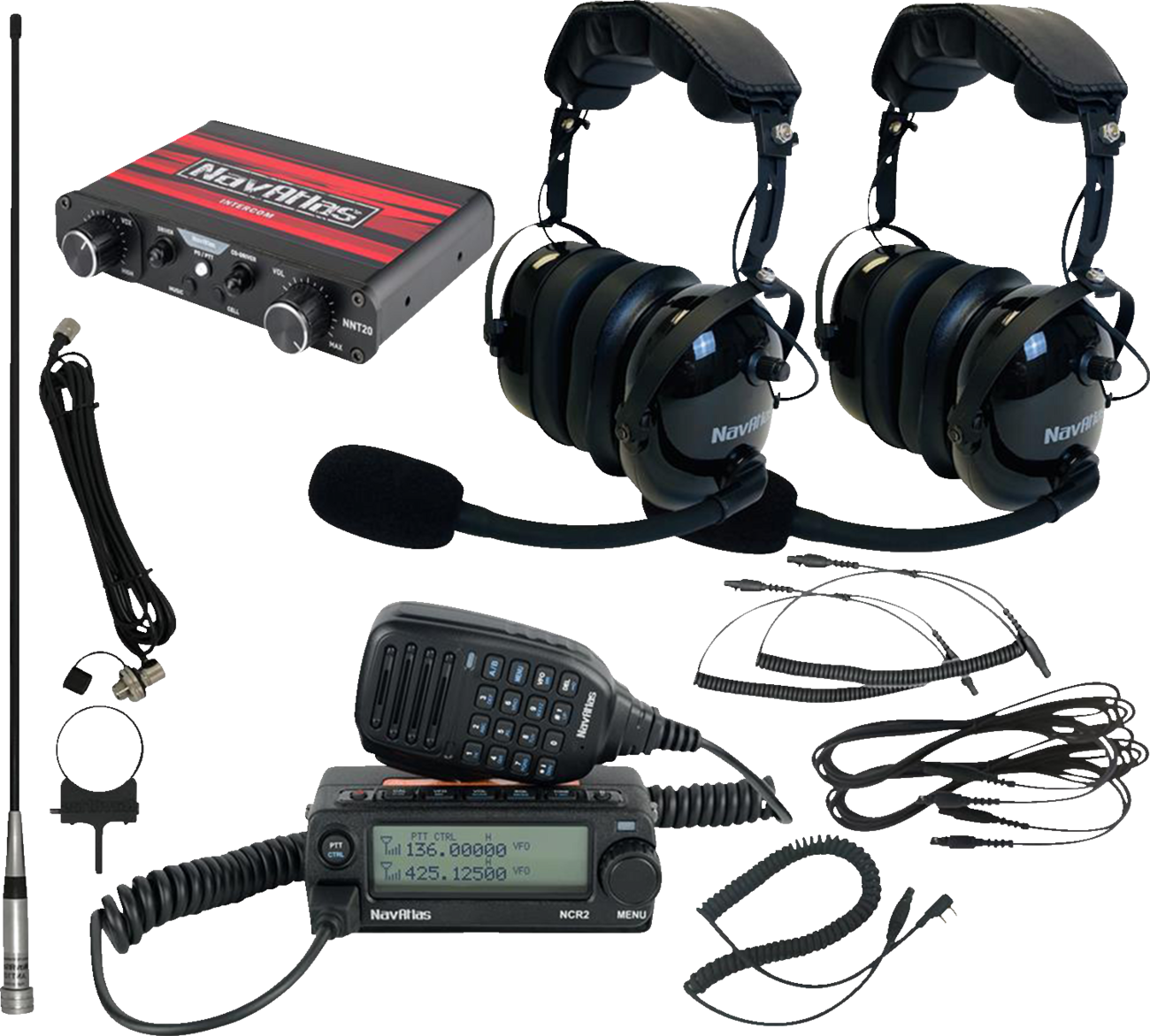 Intercom/Radio and Headset Kit - 2-Seat - Black