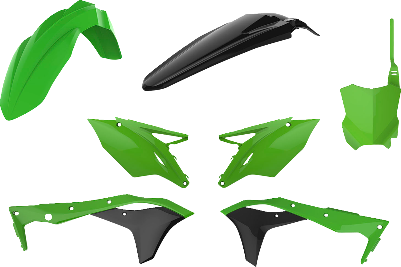 Body Kit - Complete - OEM Green/White/Black - KX 85