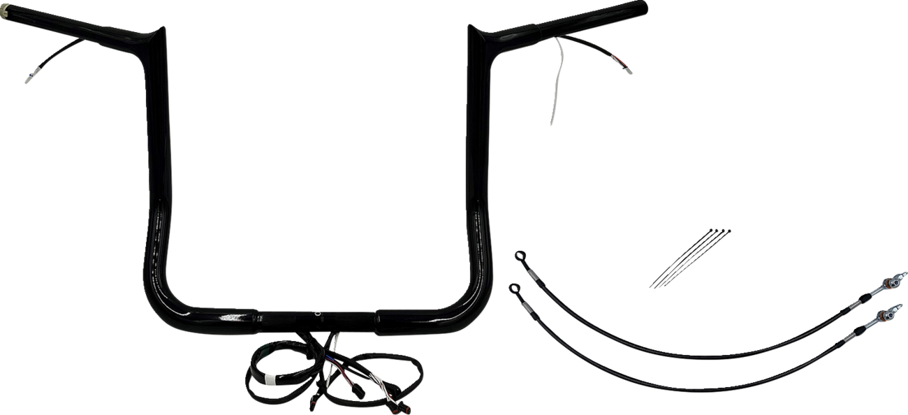 EZ Install Wired 1-1/4" Pointed Top Handlebar Kit - 14" - Black