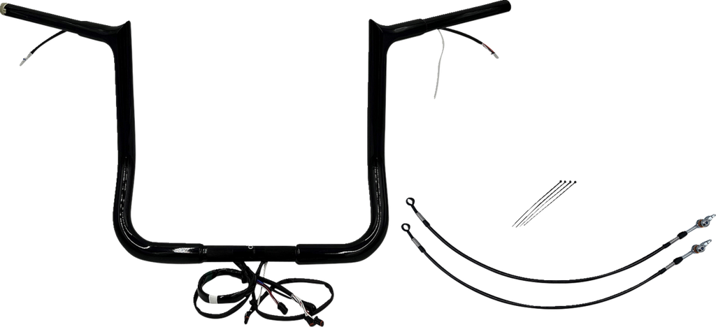 EZ Install Wired 1-1/4" Pointed Top Handlebar Kit - 16" - Black