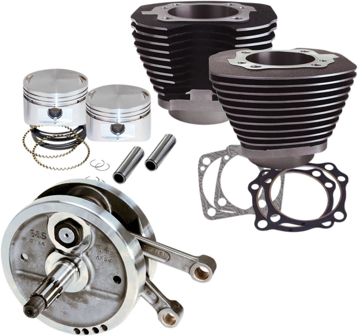 96" Sidewinder® - 3.625" Big Bore - Stroker Kit - Wrinkle Black - Evolution Big Twin