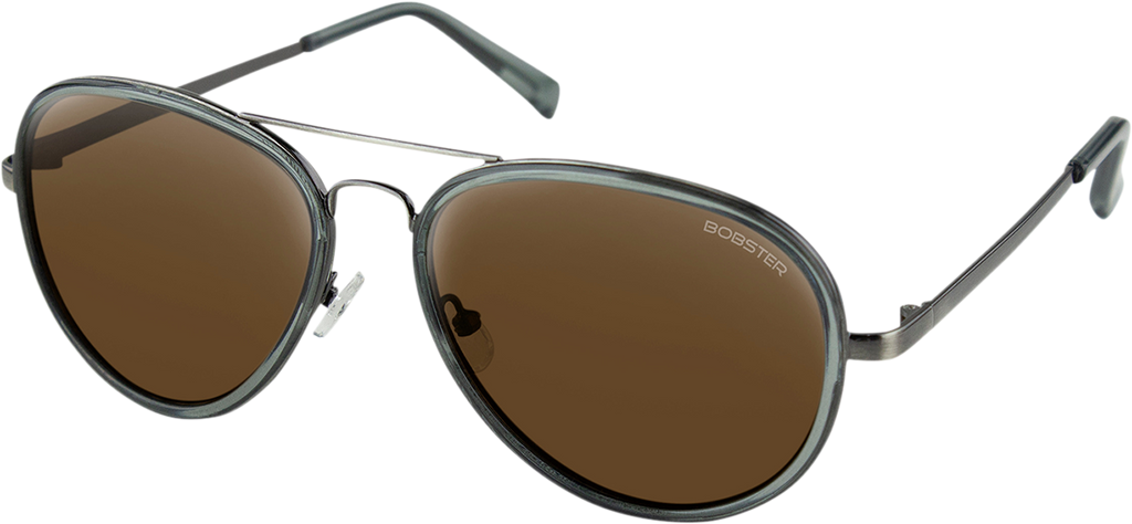 Goose Sunglasses - Gloss Clear Slate Gunmetal - Brown HD Silver Mirror Lens