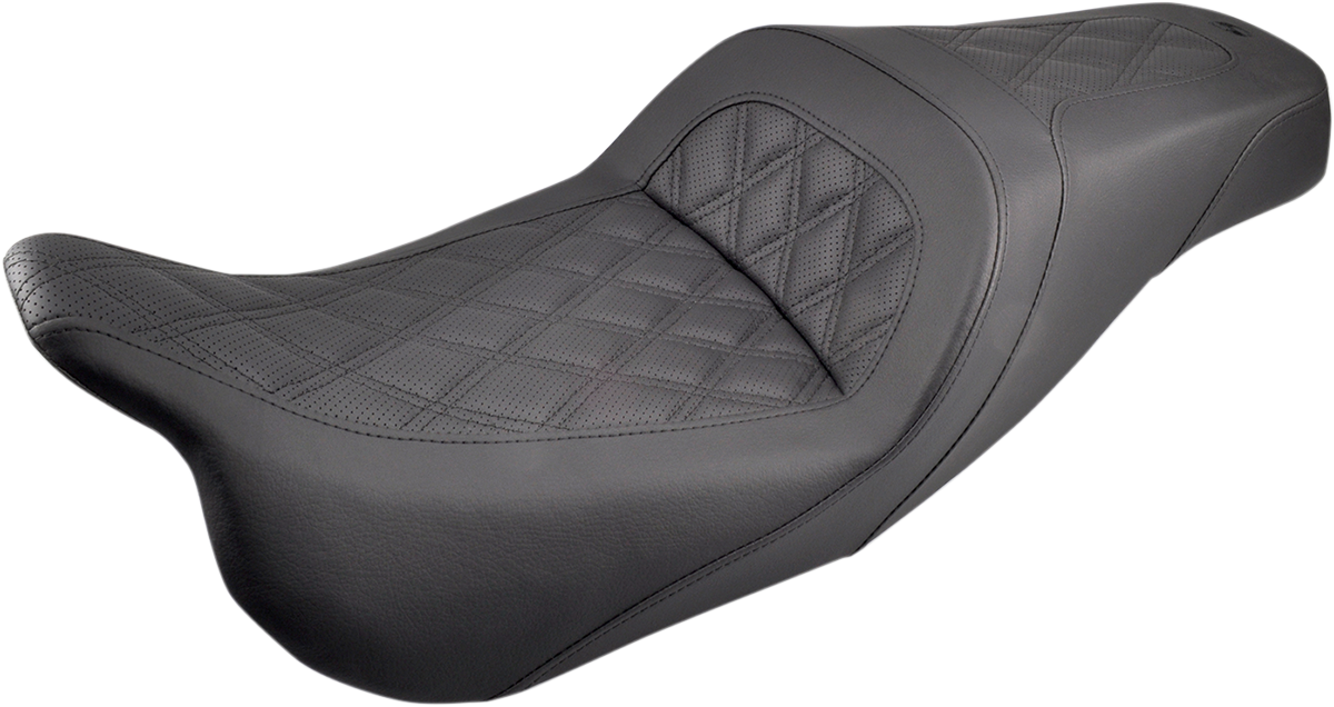 Slim Seat - Black - Lattice Stitch - '99-'07 FLHT/FLTR